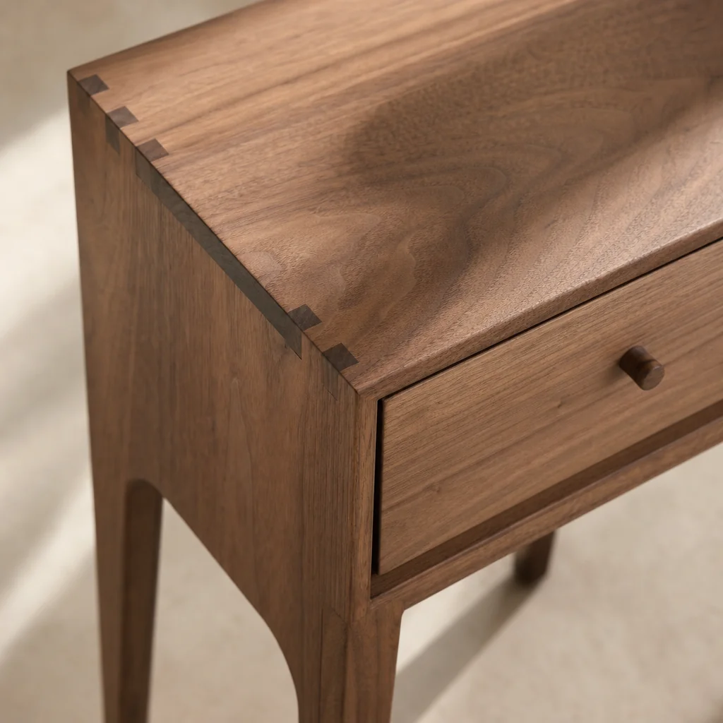 Solid white oak pedestal side table in natural finish